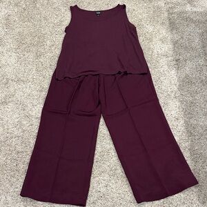 Eileen Fisher Sleeveless Wide-Leg Jumpsuit in Deep Burgundy